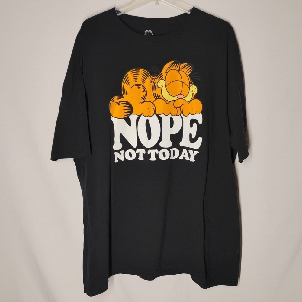 Garfield Mens Nope Not Today Funny Cartoon Lazy Cat Black T-Shirt 3XL
